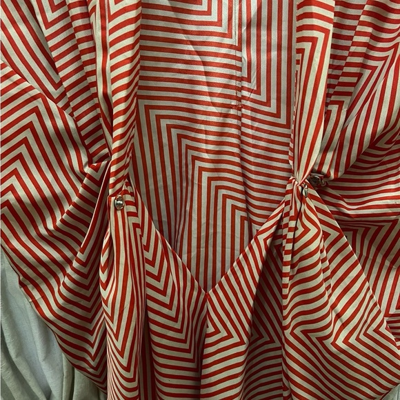 Vertigo red and cream, striped dress - Picture 2 of 4